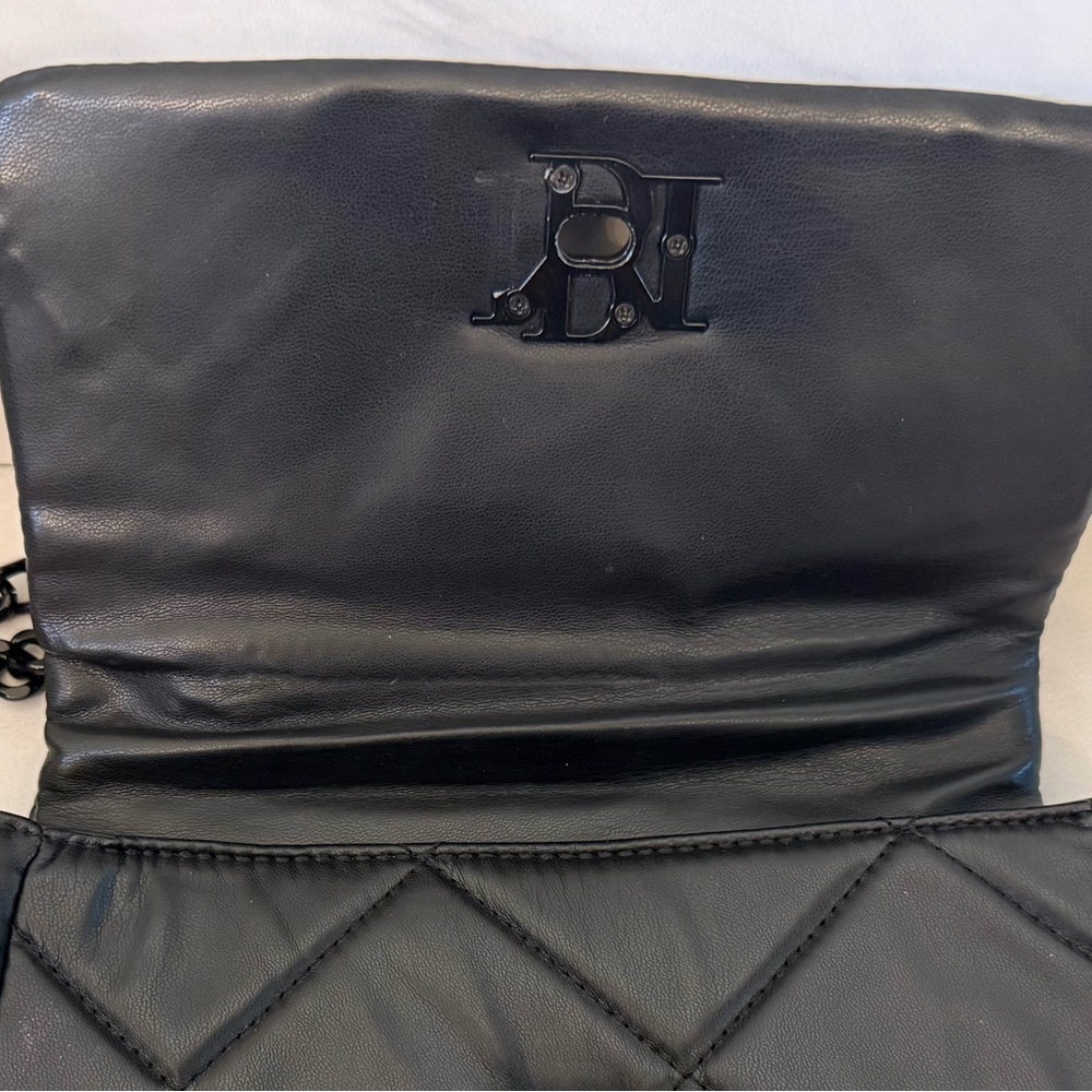 Badgley Mischka Black Quilted Chain Crossbody Bag Edgy Shoulder Purse Handbag - Picture 9 of 15